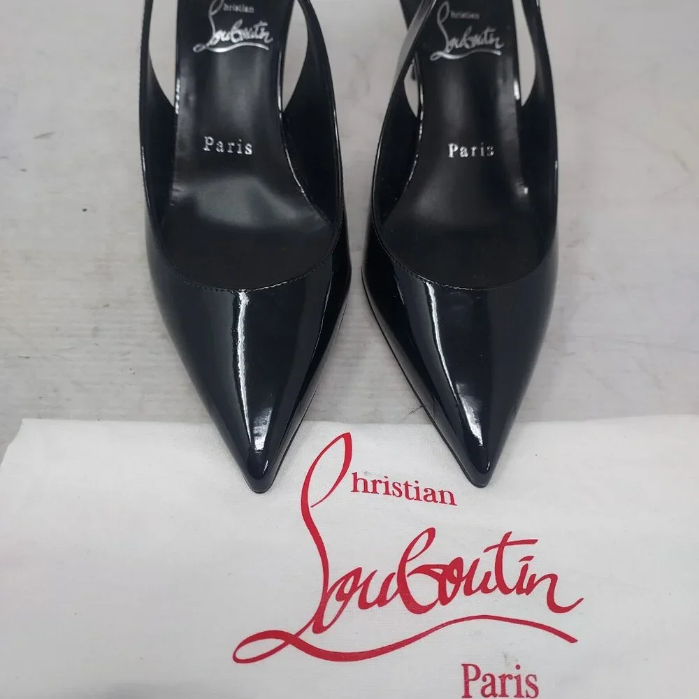 Christian Louboutin Black Patent Hot Chick Slingback Pump - Picture 9 of 12